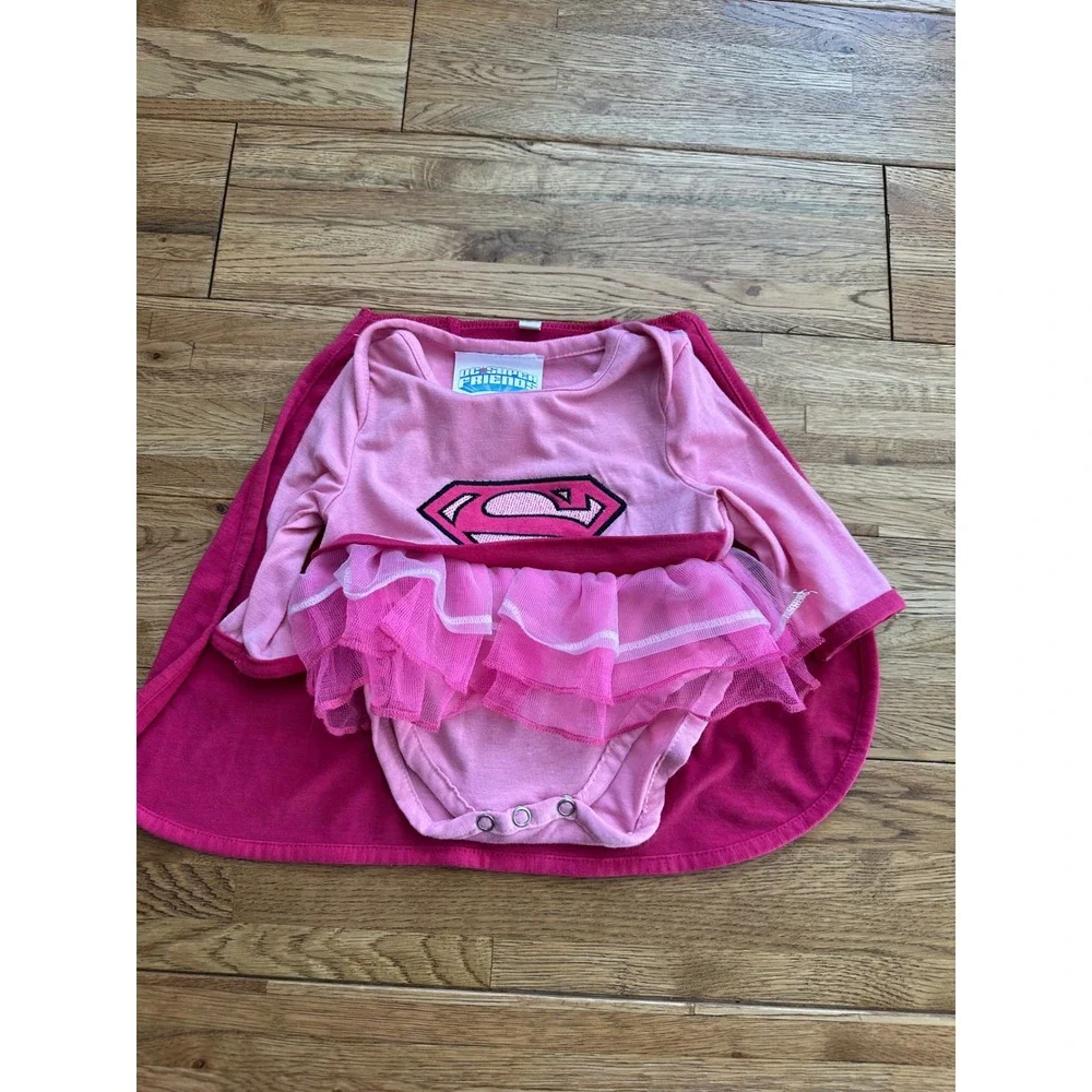 DC Super Friends Supergirl Bodysuit Tutu‎ Dress with Cape 6-12 Months